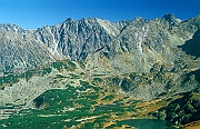 Tatry, jesien, Koscielec, Granaty, Kozi Wierch, w dole Dolina Gasienicowa.